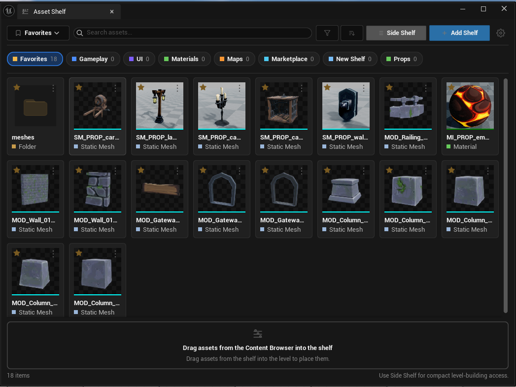 Asset Shelf dashboard
