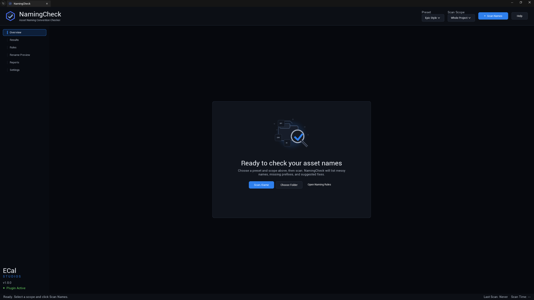NamingCheck ready screen