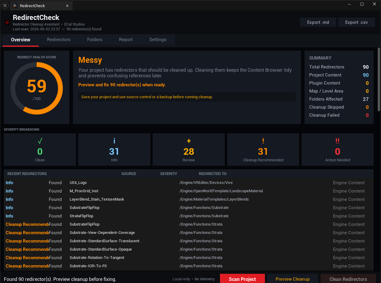 RedirectCheck dashboard UI