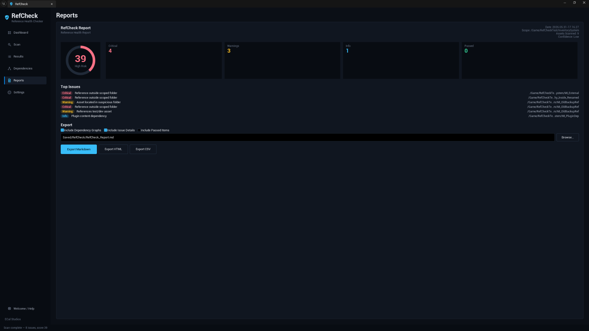 RefCheck reports