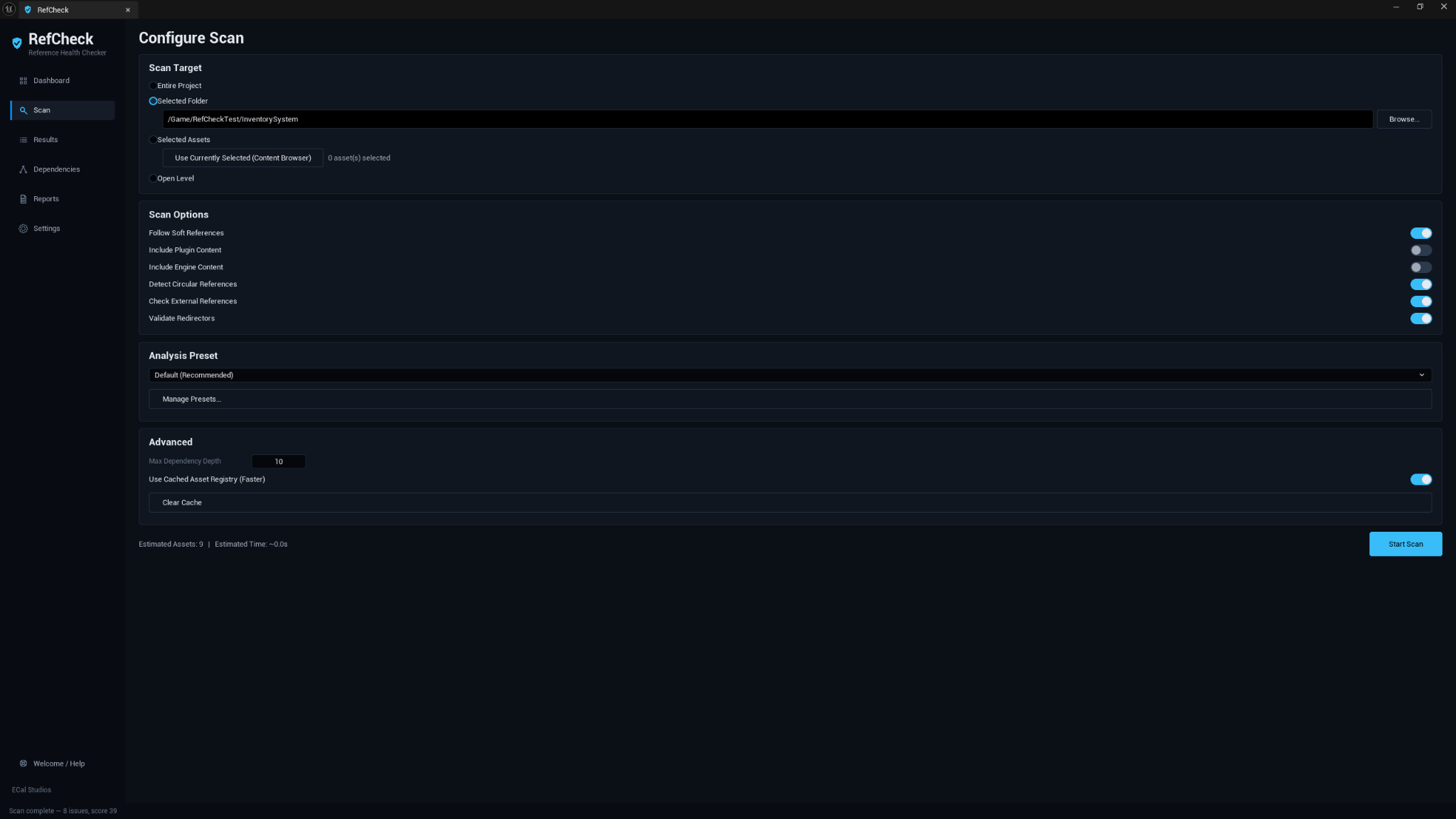 RefCheck scan page